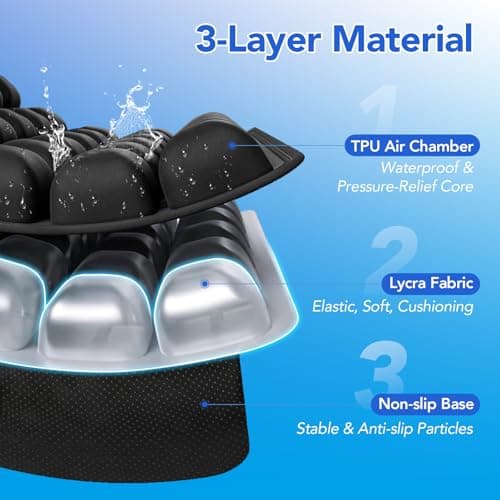 RUIERS Inflatable Seat Cushion, 34 Air Cell Travel Seat with Upgraded Air Nozzle for Hemorrhoid and Tailbone Pain Relief, Portable Airplane Seat Cushion for Car, Office Chairs & Home Living view 4