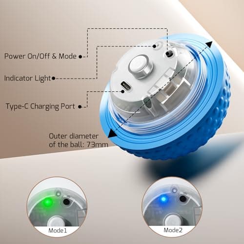 SNOYWEN Smart Interactive Dog Toy, Automatic Moving Bouncing Rolling Ball, Food-Grade Rubber Material IPX7 Waterproof Active Ball for Medium and Large Dogs view 6