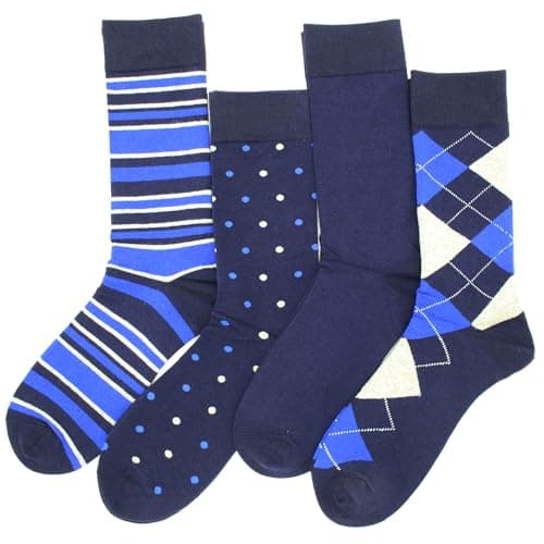 suokesi Men's Cotton Blend Crew Socks, Striped Novelty Fun Design, Size 8-15, Casual view 6