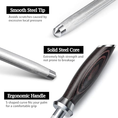 HOSHANHO Honing Rod, 12 Inch Professional Kitchen Knife Sharpener Rod | Japanese High Carbon Knife Sharpening Steel with Ergonomic Pakkawood Handle, Ideal for All Chef Knives, Gift for Chefs view 5
