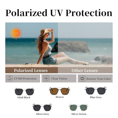 BOBUXLIIN Square Tangle Free Retro Aviator Sunglasses for Women Trendy Womens Sunglasses Polarized UV Protection Metal Frame view 4