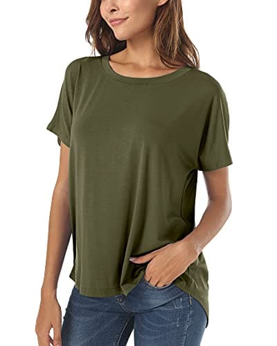 Herou Casual Summer Short Sleeve High Low Loose T Shirt Basic Tees Tops for Women — image 1