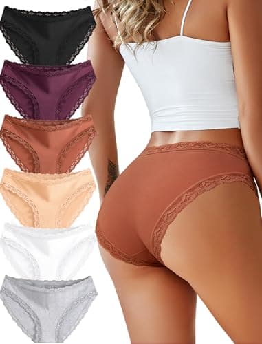 READY TO LOVE Cotton Underwear for Women Sexy Seamless Lace Bikini Panties Soft Breathable Brief Lingerie Multicolor 6 Pack — image 1