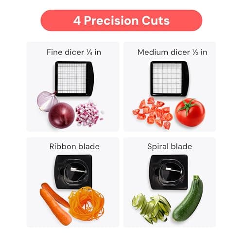 Fullstar The Original Pro Chopper - Vegetable Chopper and Spiralizer, Food Chopper with Container, Fruit Slicer, Kitchen Gadgets & Gifts, Home Essentials (4 in 1, White) view 5