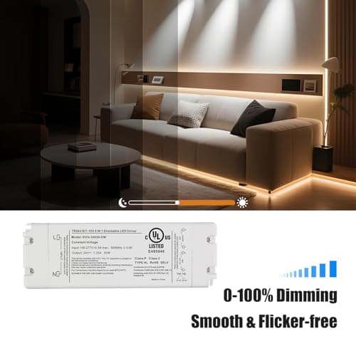 24V 30W Dimmable LED Driver, Power Supply for ELV, TRIAC Dimmer, AC to DC Transformer for LED Lighting, UL Listed, Class 2 view 3
