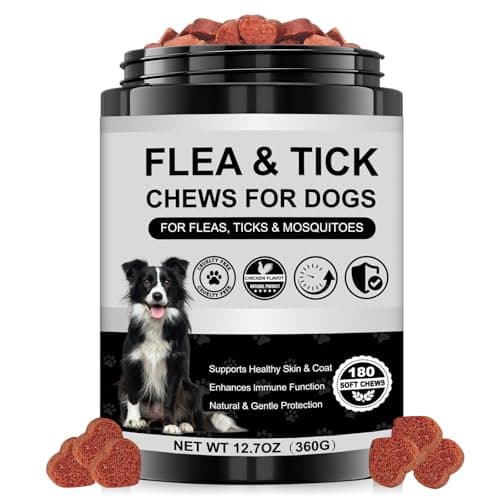 Dog Flea and Tick Chewable Supplement – Natural Support for Skin & Coat Health, Seasonal Comfort & Itch Relief – 180 Soft Chews with Chicken Flavor for Dogs & Puppies (180pcs)