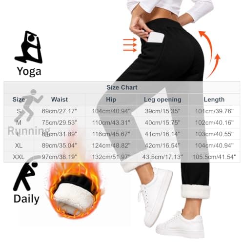 Fleece Lined Pants Women Winter Thermal Thick Straight Sweatpants view 5