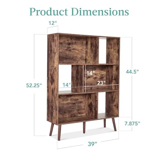 Best Choice Products 3-Tier Mid-Century Modern Wooden Bookcase, 6-Cube Organizer for Nursery, Kids Room, Living Room, w/Removable Back Panels, Pine Legs - Brown view 3