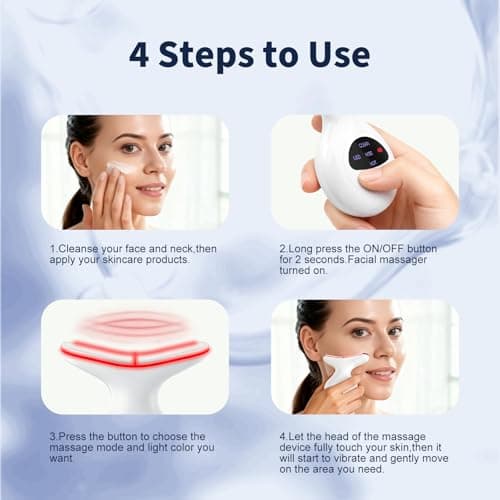 Red Light Therapy for Face, Multifunctional Face Massager with Micro-Current, LED Light Therapy & Vibration, at-Home Skin Care Face Sculpting Tool for Wrinkles, Micro-Current Facial Beauty Device view 5