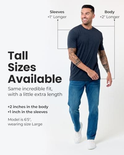 INTO THE AM Mens T Shirts Soft Cotton Blend Crew Neck Tee S - 4XL Athletic Fit Plain Casual T-Shirt for Men view 6