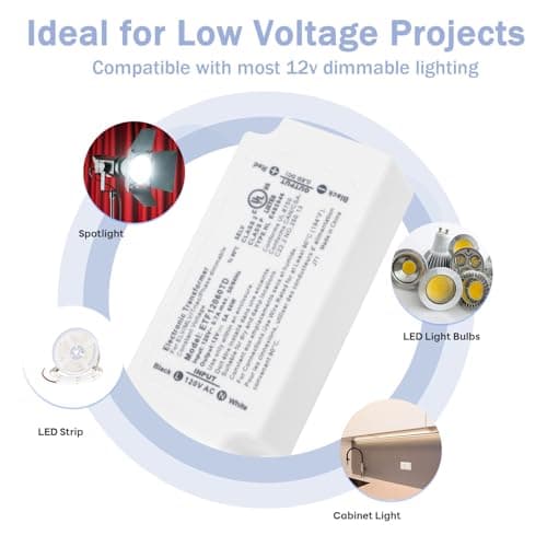 Hanbaak 60W Dimmable LED Driver, Electronic Transformer, 120V AC to 12V DC Power Supply for LED Strip Light, Low Voltage Lighting Project, Compatible with Lutron Leviton Dimmers, UL Listed, Class 2 view 5