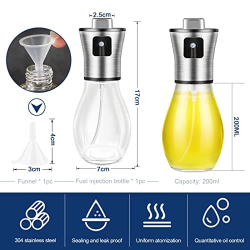 SAINSWIN Oil Sprayer for Cooking,Olive Oil Fine Mist Sprayer - 200ML Mister Bottle for Cooking, Baking, and Air Fryer - Avocado and Canola Oil Dispenser - Kitchen Gadget Essentials view 2