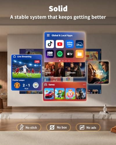 Smart-Outdoor-Projector-Portable, 360° Rotating Mini-Movie-Projector with WiFi6 and Bluetooth5.4, Lisowod Movin3.0 Built-in 10K+ Licensed Apps, Phone Control, Ceiling Proyector for Indoor/Outdoor Use view 3