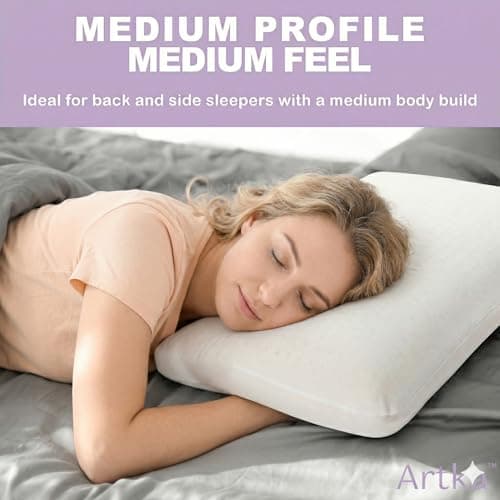 Artka Talalay Latex Sleeping Pillow, Soft Bed Pillow with Cotton Pillowcase Helps Relieve Pressure, Premium Pillow for Side, Back, and Stomach Sleepers to Get a Restful Sleep (1, King (Low Loft)) view 5