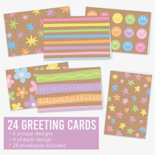 24 Blank Cards and Envelopes Blank Note Cards Stationery Designed in USA | Kraft Pastel 6 x 4 Greeting Card with Envelopes, Notecards and Envelope Set, Cute Card for All Occasion, Stationary Pack view 3