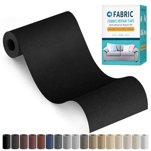 Sgooyir Fabric Repair Tape, Self-Adhesive Couch Patch Repair Fabric Patches for Furniture, Couch Repairing Kit Tape for Upholstery, Carpets, Chairs, Sofas, Pillows Suede 4x79 Inch Black — image 1