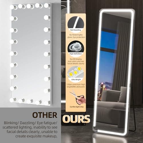 ZSLAIFU LED Vanity Lights for Mirror, Hollywood Style Makeup Lighting, 13.2FT White Strip Lights for Mirror, Dimmable Makeup Vanity Light Strip for Bathroom, Dressing Table and DIY Lighting view 4