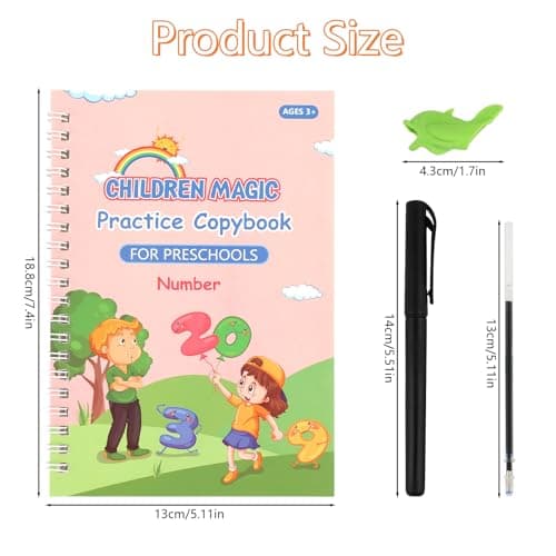 PEASUG Grooved Writing Books for Kids 3-5, Magic Grooved Writing Practice for Kids, Reusable Handwriting Workbooks Practice for Kid Learn to Write, Children's Magic Copybooks 4 Pack view 2