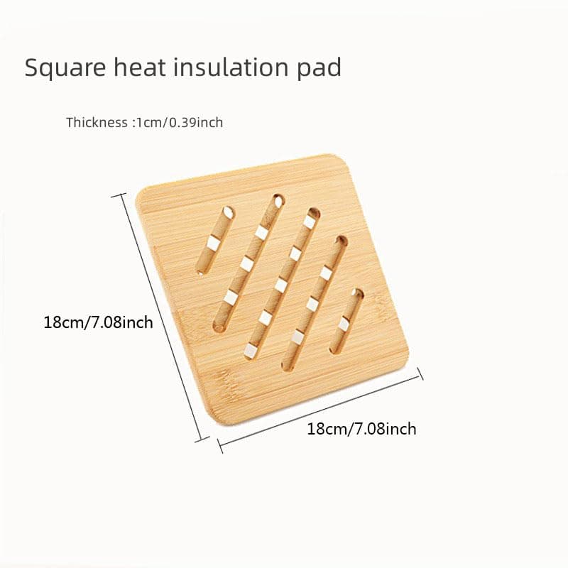 REVGOZU Natural Bamboo Ceramic Pot Tray heat bowls insulation pad, Durable Anti-Hot insulation pad for Hot Dishes, Bowl, Teapot, Hot Pot Holders Tray Soup Bowl Tray table mat(Square, 7.08x7.08*0.39) view 2