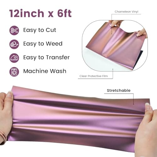 MEVOREW Chameleon HTV Heat Transfer Vinyl 12" x 6ft Iron On Vinyl for T Shirts, Chameleon Vinyl Gradient Change Color PU HTV Roll for Cricut, Silhouette Cameo (Purple to Brown) view 5