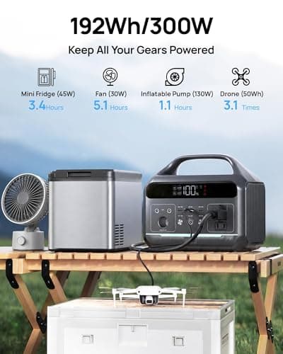 Daran 300W Portable Power Station (600W Surge) | 192Wh LiFePO4 Solar Generator for Camping, RV & Emergency | 8-in-1 Lightweight Battery Supply with 60W PD & LED Light for Laptop, Drone view 3