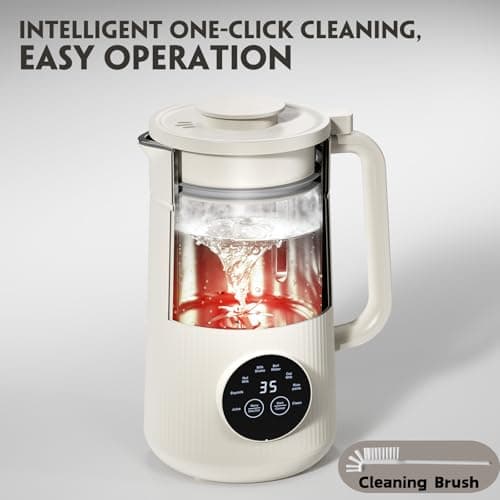 Mooye Automatic Nut Milk Maker Machine, 8 in 1 Soy Milk Maker, 35 oz Almond Machine Maker, 12-Hour Delay, Keep Warm, Non Dairy Beverages, Juice/Rice Paste/Clean/Milk Shake, 800W Heating, Self Cleaning view 6