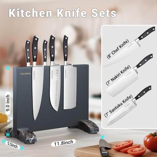 4 Pieces Knife Block Set With Magnetic Knife Block Holder, Ultra-Sharp Japanese Kitchen Knife Set, High-carbon Steel Chef Knife Sets With Full Tang Handle Design view 2