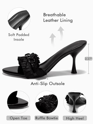 Coutgo Women's Open Toe Bow Tie Stiletto Mule Sandals view 4