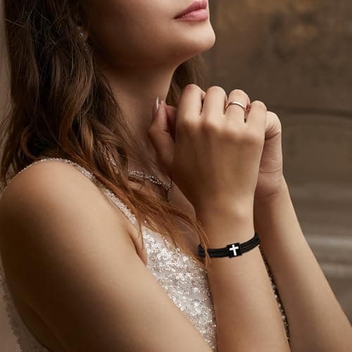 Sistble Easter Gifts, Easter Basket Stuffers Christian Gifts Cross Bracelet for Men Handmade Braided Rope Bracelet Bible Verse Baptism First Communion Confirmation Gift for Teenage Boys Girls view 4