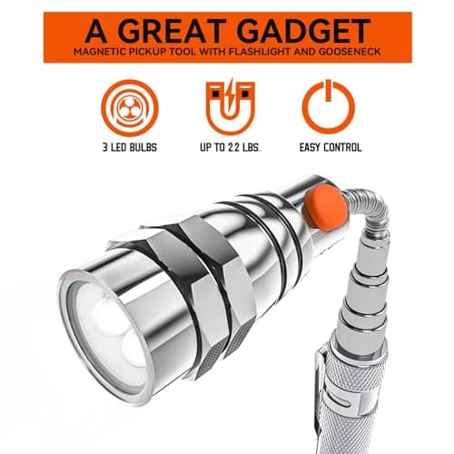 VIBELITE Extendable Magnetic Flashlight with Telescoping Magnet Pickup Tool-Cool Gadget Gifts for Men, Him, Teen Boys, Dad, Father, Mechanic, Boyfriend, Women, Birthday Gifts for Men, Silver, 2 Pack view 2