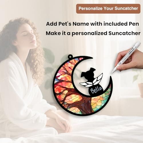 GDuolaPaws Dog Memorial Suncatcher Gift Package with Sympathy Card, Personalized Dog Grief Gift with Pet Name Date for Dog Loss, Pet Passing Away Gift for Dog Death (LifeTree) view 3