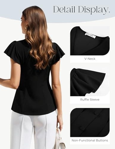 GRACE KARIN Summer Blouses for Women Dressy Casual, 2026 Ruffle Sleeve Peplum Tops, Business Work Shirt Fashioin Clothing view 4