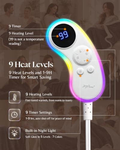 JOYFLAME Ultrasoft Electric Heated Blanket Throw: 125.6℉ Fast Even Heat view 2