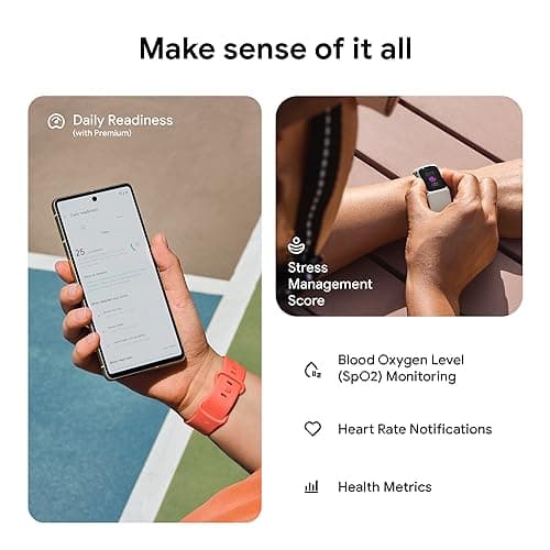 Fitbit Charge 6 Fitness Tracker with Google apps, Heart Rate on Exercise Equipment, 6-Months Premium Membership Included, GPS, Health Tools and More, Obsidian/Black, One Size (S & L Bands Included) view 5