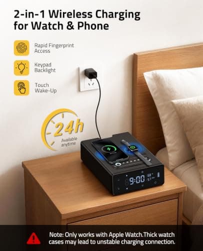 CVLIFE Biometric XXX Safe with Wireless Charging Bluetooth App view 4