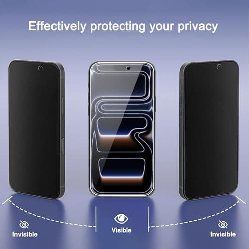 Ailun 3 Pack for iPhone 17 Pro Max Privacy Screen Protector [6.9 inch]+ 3 Pack Camera Lens Protector with Installation Frame,Dynamic Island Compatible,Anti Spy Tempered Glass[9H Hardness]-HD view 2