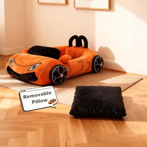 VIEFIN Cute Cat Beds Kitten Beds, Soft Small Dog Beds, Washable Pet Beds for Puppy and Kitty, Funny Supercar Cat Toys, 24 Inch view 2