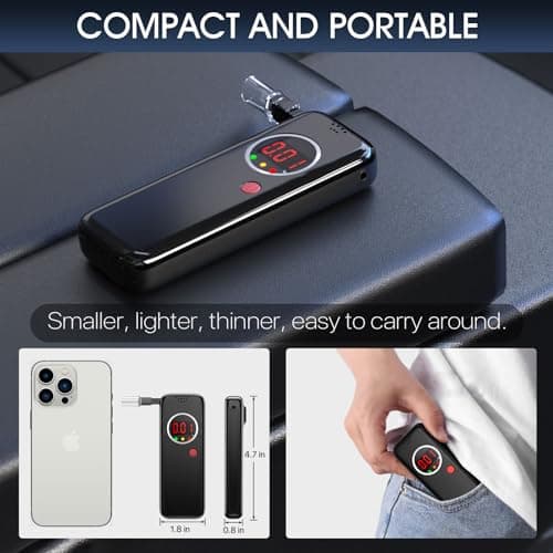 Breathalyzer, Breathalyzers for Alcohol with LCD Digital, Display Alcohol Breathalyzer Tester for Home Use, Portable Breathalyzer with 10 Mouthpieces and Carrying Case (Black) view 3