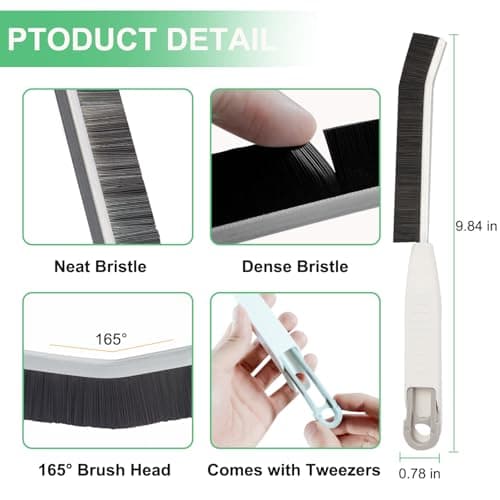Crevice Cleaning Brush,Hard Bristle Cleaning Supplies,Grout Scrub Brushes with Clip for Clean Tile Floor,Gap, Bathtub, Sink, Window,Household Cleaning Tools,Home Essentials(3PCS DarkBlack White) view 3