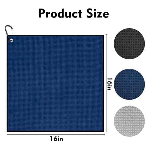 KISS QUEEN Microfiber Golf Towel 3 Pack,Portable Waffle Pattern Golf Cleaning Towels Quickly Remove Sand Mud Dirt Sweat(16 X 16 Inch) view 3