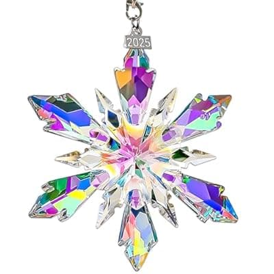 2025 Annual Edition Crystal Christmas Ornaments, Snowflake Star Ornaments for Christmas Tree, Beautiful Colorful Ornament Gifts for Family Friends