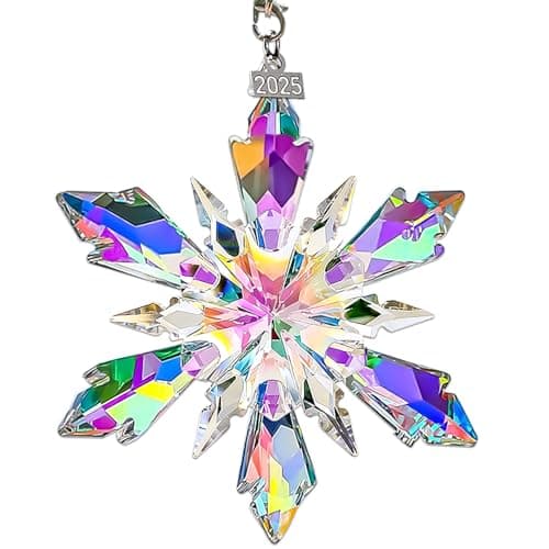 2025 Annual Edition Crystal Christmas Ornaments, Snowflake Star Ornaments for Christmas Tree, Beautiful Colorful Ornament Gifts for Family Friends — image 1