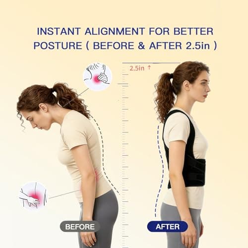 Winvote Posture Corrector Back Brace for Women and Men with Lumbar Support Adjustable Y-Shaped Shoulder Brace Breathable Mesh Black Size L view 3
