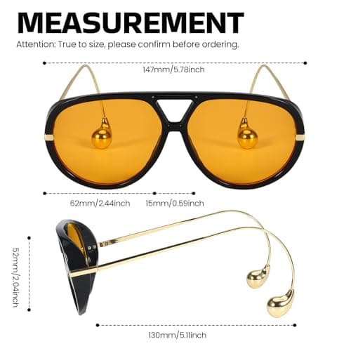SODQW 2 Pack Oversized Aviator Sunglasses for Women Men With Earring Trendy Large Big Double Bridge 2025 Shades view 5