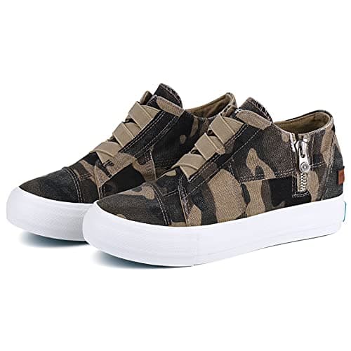 JENN ARDOR Wedge Sneakers for Women Fashion Canvas Shoes Casual Platform Hidden Heel Womens Slip On Sneaker Non Slip Side Zipper view 7