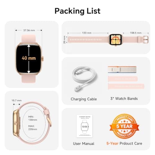 Smart Watch for Women Android & iPhone [40mm 3 Bands, Cloud Star Pink] | 1.75'' AMOLED Display Fitness Watch with Answer/Make Call, 24/7 Health Monitoring, AI Voice, 110+ Sport Mode, 3ATM Waterproof view 3