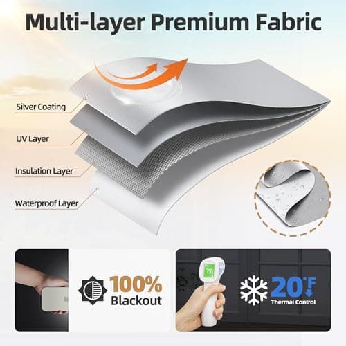 Magnetic Blackout Window Cover 100" x 58" Portable Blackout Curtains for Bedroom, Temporary Black Out Shades Window Privacy Film No Drill Black Out Blinds for Media Room Travel Skylight - White view 5