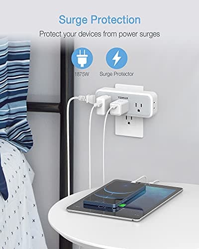Multi Plug Outlet Extender, TESSAN Surge Protector Wall Plug Splitter with 5 Electrical Outlet Expander, Multiple Plug Adapter for Travel Home Office view 4