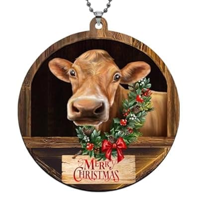 Cow Christmas Ornaments 2026, Brown Cow Ornaments for Christmas Tree, Farmhouse Christmas Ornaments, Farm Animal Christmas Ornaments, Jersey C ow Ornament