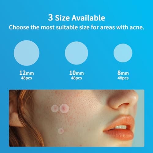 Pimple Patches for Face Hydrocolloid Acne Patches, Invisible Zit Stickers Covering Blemishes, 3 Size Hydrocolloid Spot Stickers for Face and Skin (144 Count(Pack of 1)) view 3
